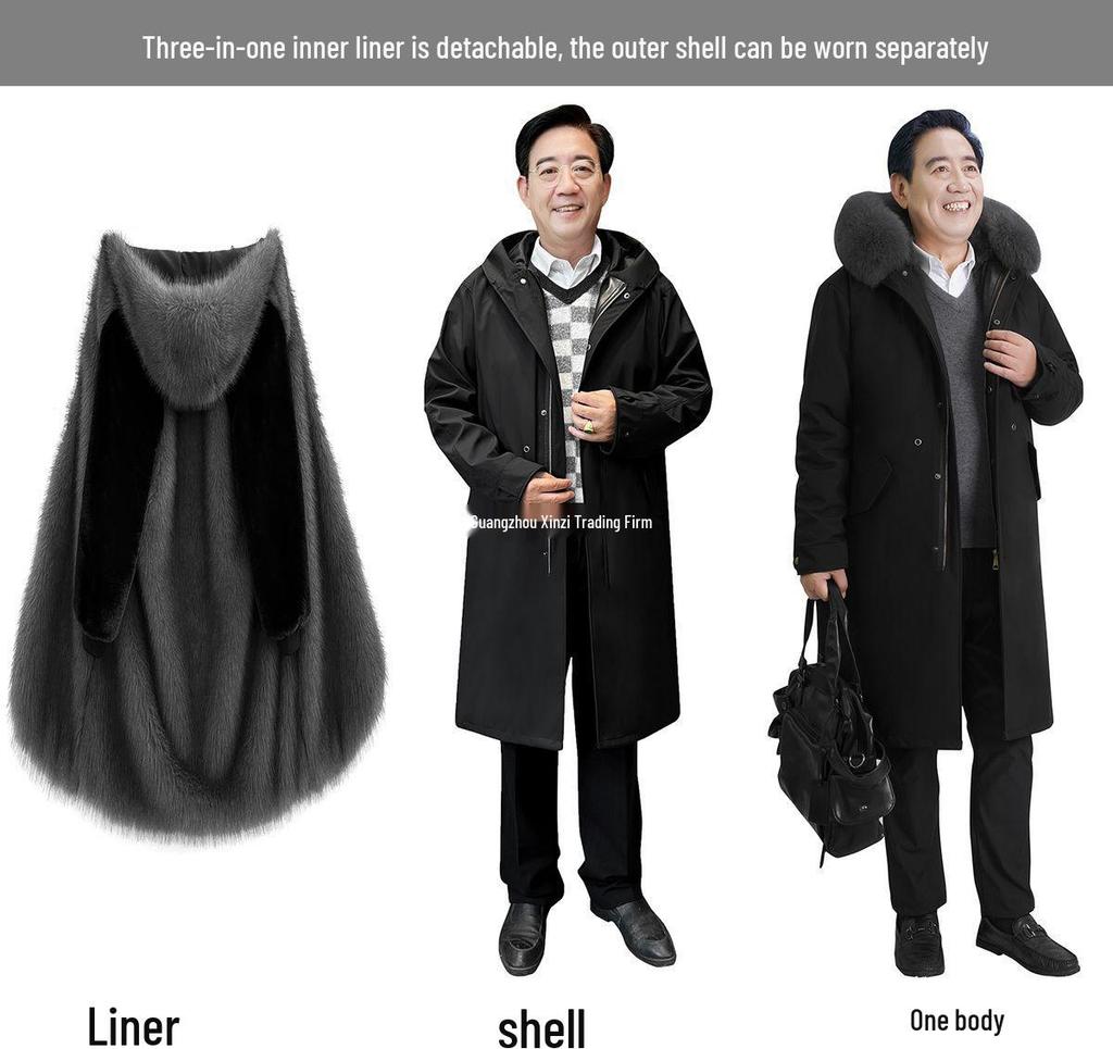 Herren Winter Parka mit Pelz und Fleece-Futter für mittlere und ältere Jahre