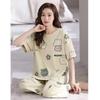 Pajamas Women's Summer, New Spring and Summer Short-sleeved Cute Loose Cropped Pants Loungewear Two-piece Set Summer