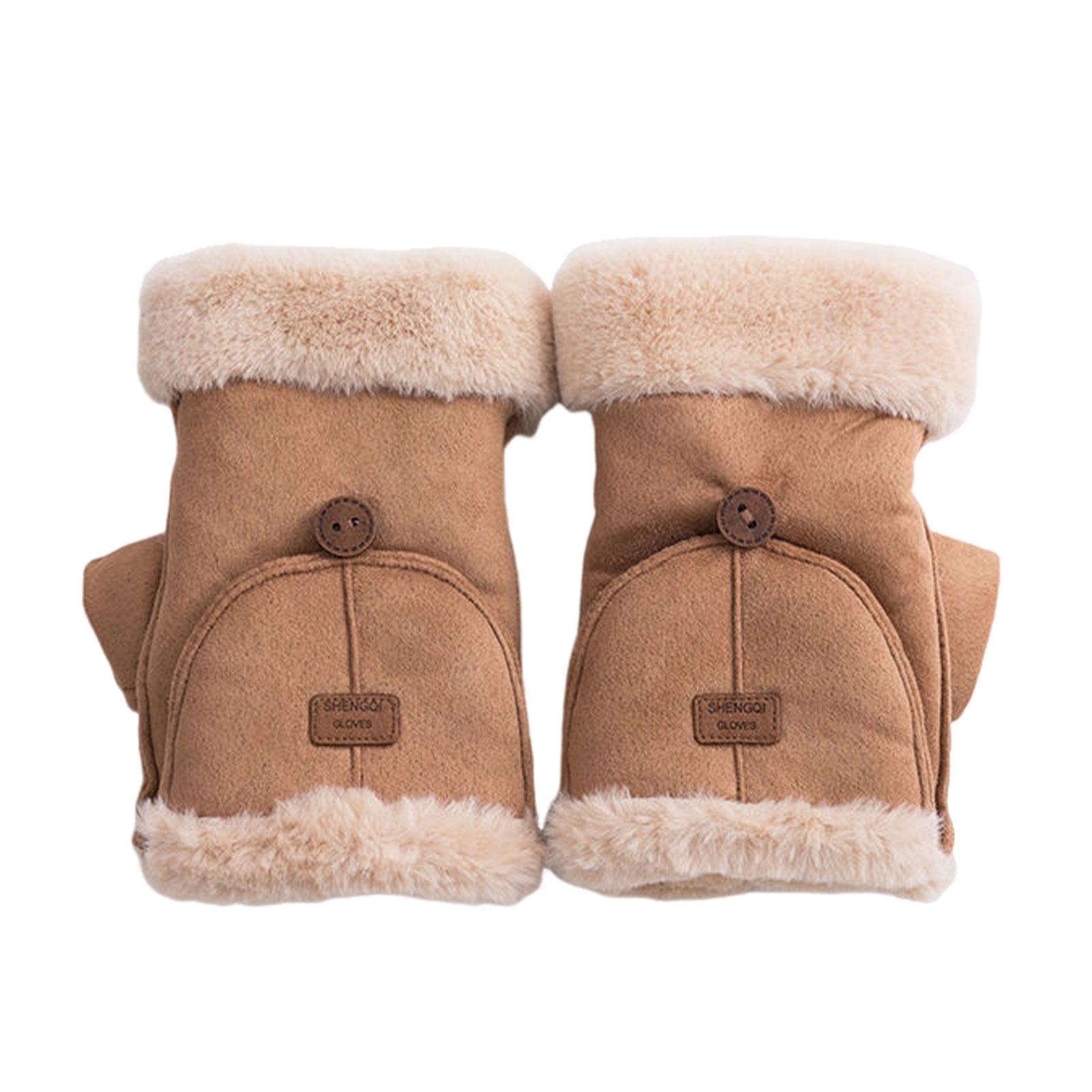 

*Cozy Mittens For Women 2 Pairs Winter Faux Fur Flip Gloves In Classic Colors Mittens Warm Stay Warm With Fingerless Mittens For Women Soft Faux Fur