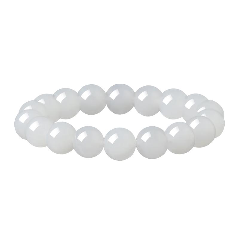 Hetian White Jade 10mm Beaded Bracelet