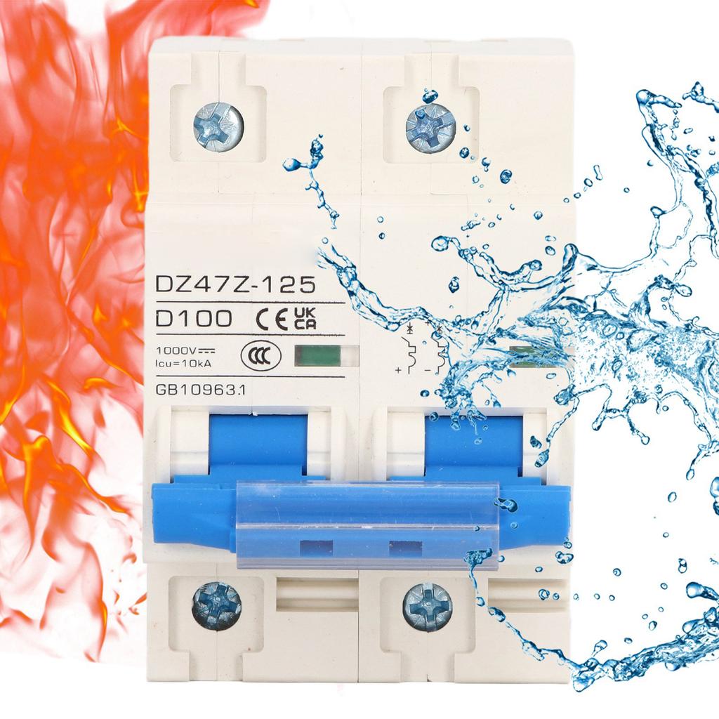 Circuit Breaker 2P D 47  125 100A DIN Rail  ature Circuit Breaker for Solar PV System 1000V