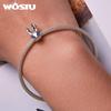 WOSTU Mărgele de farmec cu animale de iepure în stil punk din argint 925 pentru femei se potrivește cu bijuterii originale pentru brățări DIY