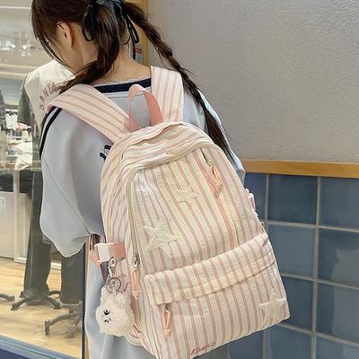 Sac à dos sac à dos collège filles rayures bleues ins simple réduction du poids haute valeur grande capacité filles sac à dos lycée