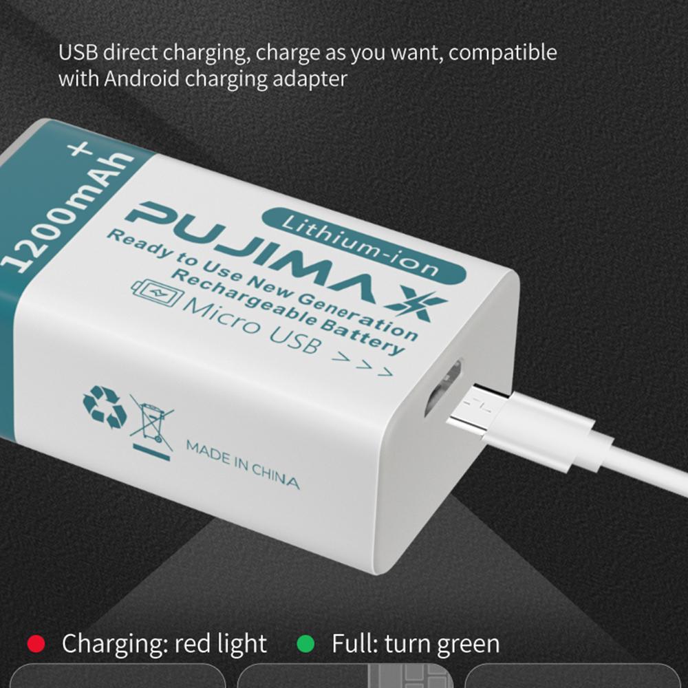 9V 1200mAh Li-ion Rechargeable Battery Micro USB Batteries for Multimeter Microphone Toy Remote Control Massager