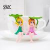 Fairy Garden Decor Miniature Figurines Little Girls Ornaments with Lotus Leaf for Desk Accessory Flower Pot Moss Landscapes Home Shelf Car Delicate