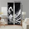 2 Pcs   Versatile Polyester Transparent Curtains for Home Decoration Japanese Wave & Dragon Design for Use In Bedrooms and Living