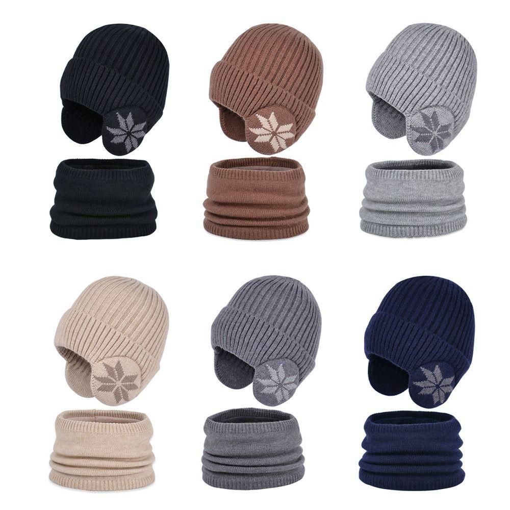2Pcs/Set Fleece Children Hat Scarf Set Warm Beanie Hat Scarf Fashion Knitted Scarf Cap  Boys Girls