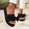 Damen Elegante Mode Flache Schleifen-Slipper Schwarz Bequem Vielseitig Wunderschön Strass Urlaub Coole Slipper