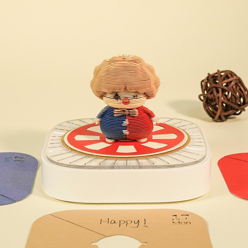 

2026 Mr. Red Nose Paper Carving Panorama Calendar - Creative Office Ornament & Gift