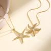 Nidin High Quality Copper Chunky Starfish Pendant Necklace For Female Male Hip-Hop Style Clavicle Chain Jewelry Christmas Gifts