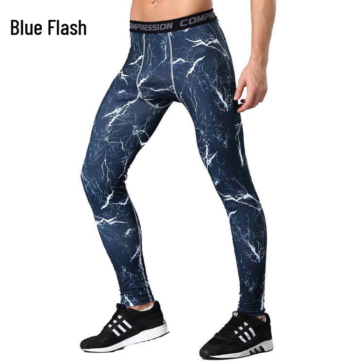Pánské rychleschnoucí kompresní běžecké legíny s maskovacím vzorem