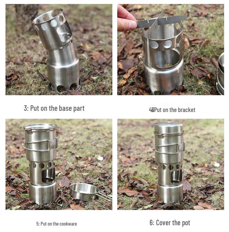 Portable Stainless Steel Wood Stove Set for Camping & Barbecue