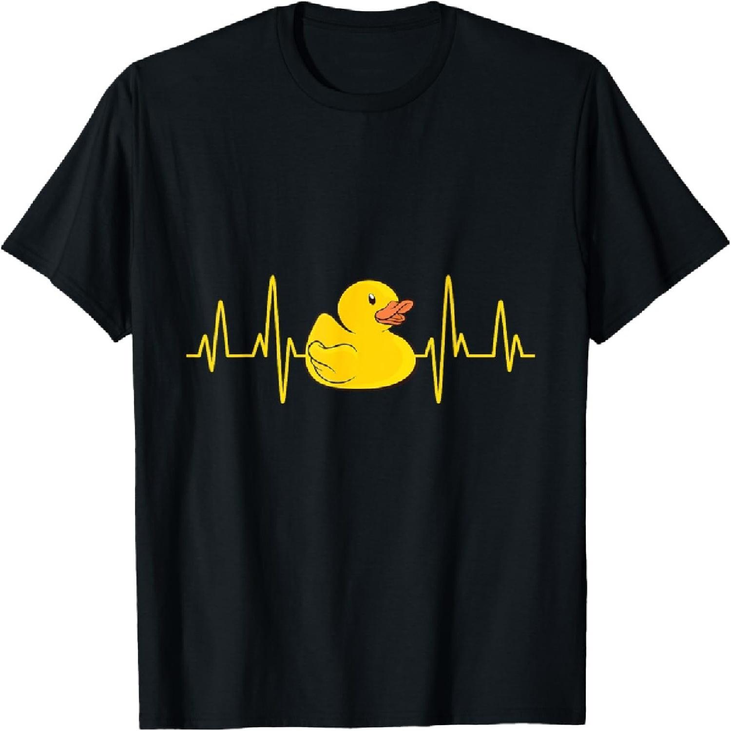 Cute Rubber Duckie Duck Heartbeat T-Shirt S