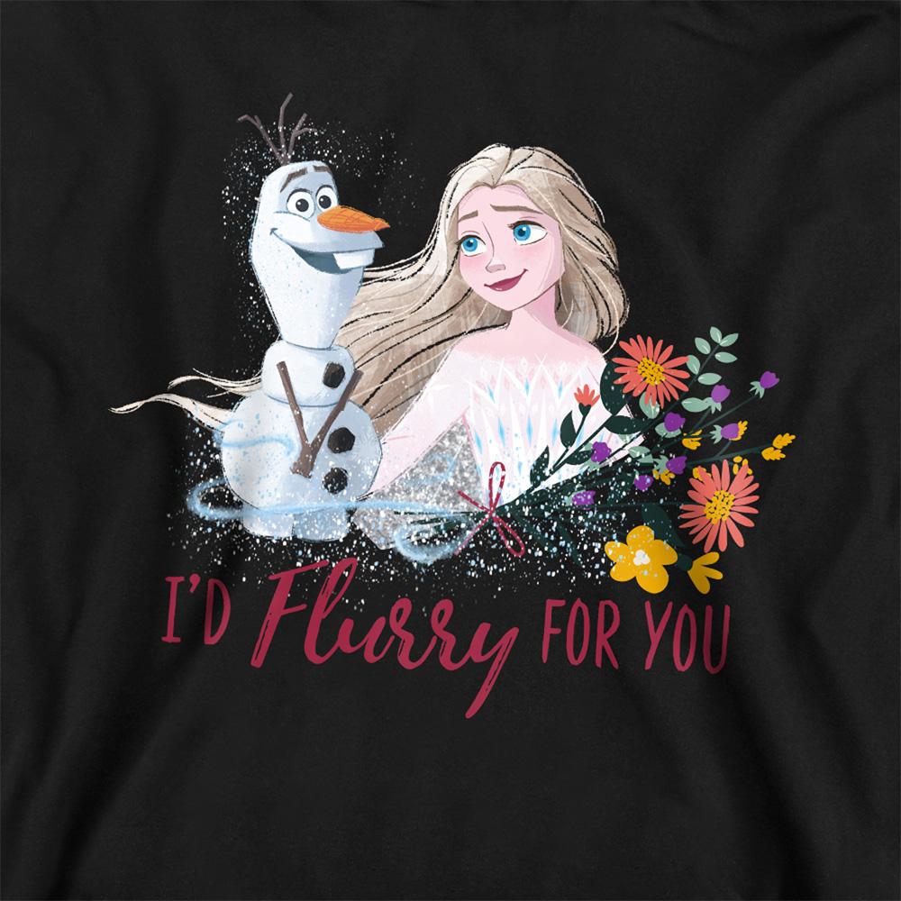 Frozen Childrens/Kids IÂ´d Flurry For You Elsa & Olaf Valentine`s Day Pullover Hoodie