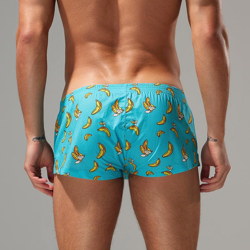 Calções de Cartoon Masculinos de Cintura Baixa Algodão Respirável Calças de Pijama para Casa Calções Finos Confortáveis Justos