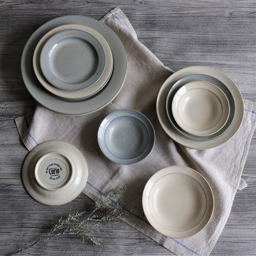 Minoru Pottery Mino Ware Curio 210 Deep Plate Beige 21.2×H4cm