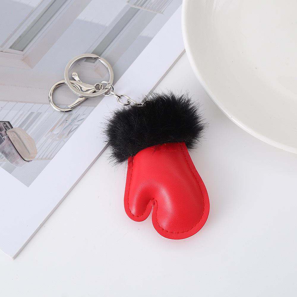 Winter Plush Glove Keychain: Leather, Stylish & Versatile Bag or Clothing Accessory