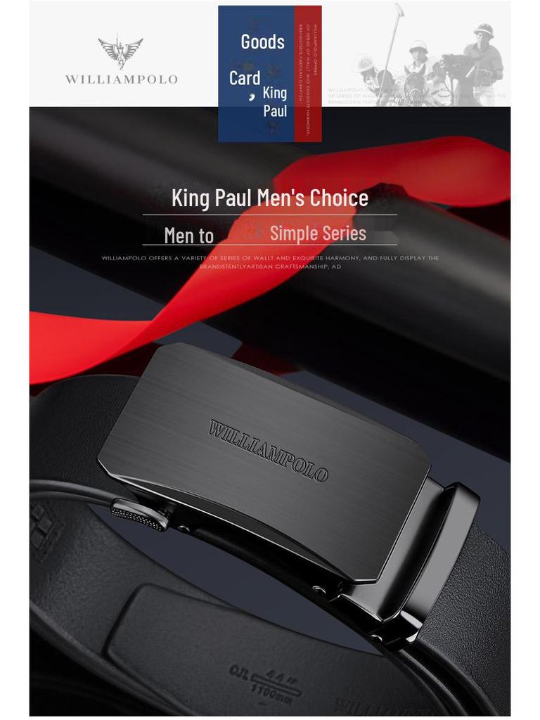 King Paul Men's Premium Cowhide Belt with Alloy Automatic Buckle - Elegant and Versatile Design