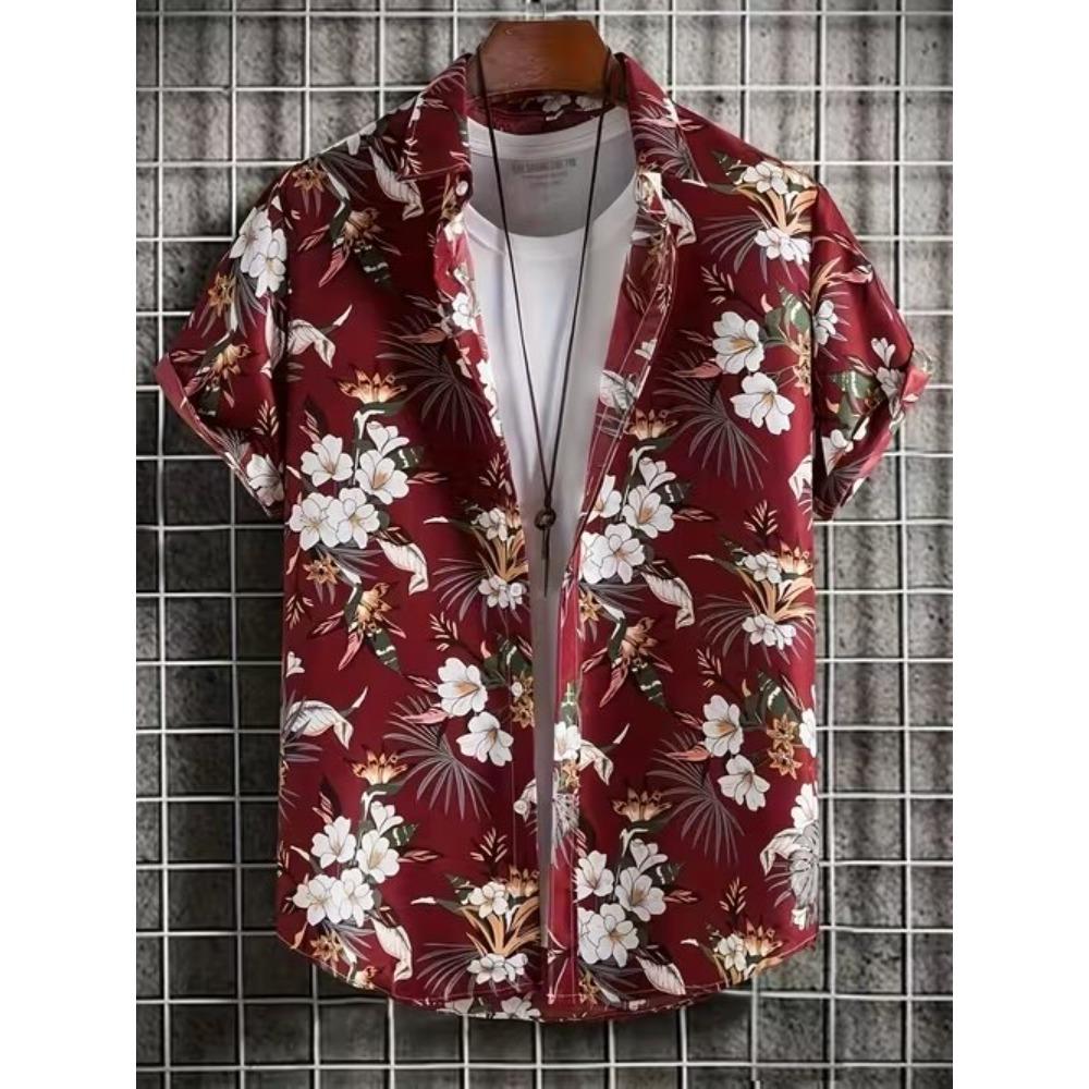 Camicia da uomo con stampa 3D a fantasia retrò, camicia con bottoni, camicia casual, camicia estiva, manica corta, abbigliamento quotidiano per le vacanze