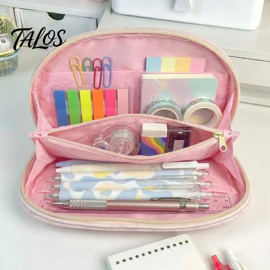Stationery Organizer for Desk Shell Shape Pencil Pouch, Large Capacity Durable Polyester Fiber Storage Back to School Supplies Case, Smooth Zipper Bag