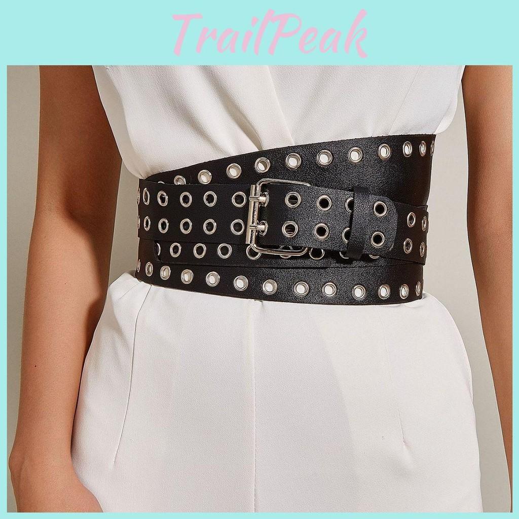 Row Buttonhole Double Extended Womens Waistband Elastic Decoration Dress