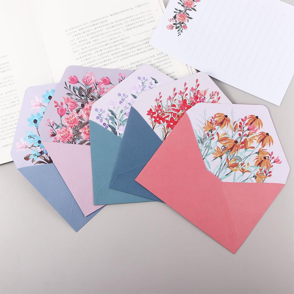 Day Gift Wedding Letter Pad Invitation Letter Paper Greeting Card Writing Paper Flowers Envelope