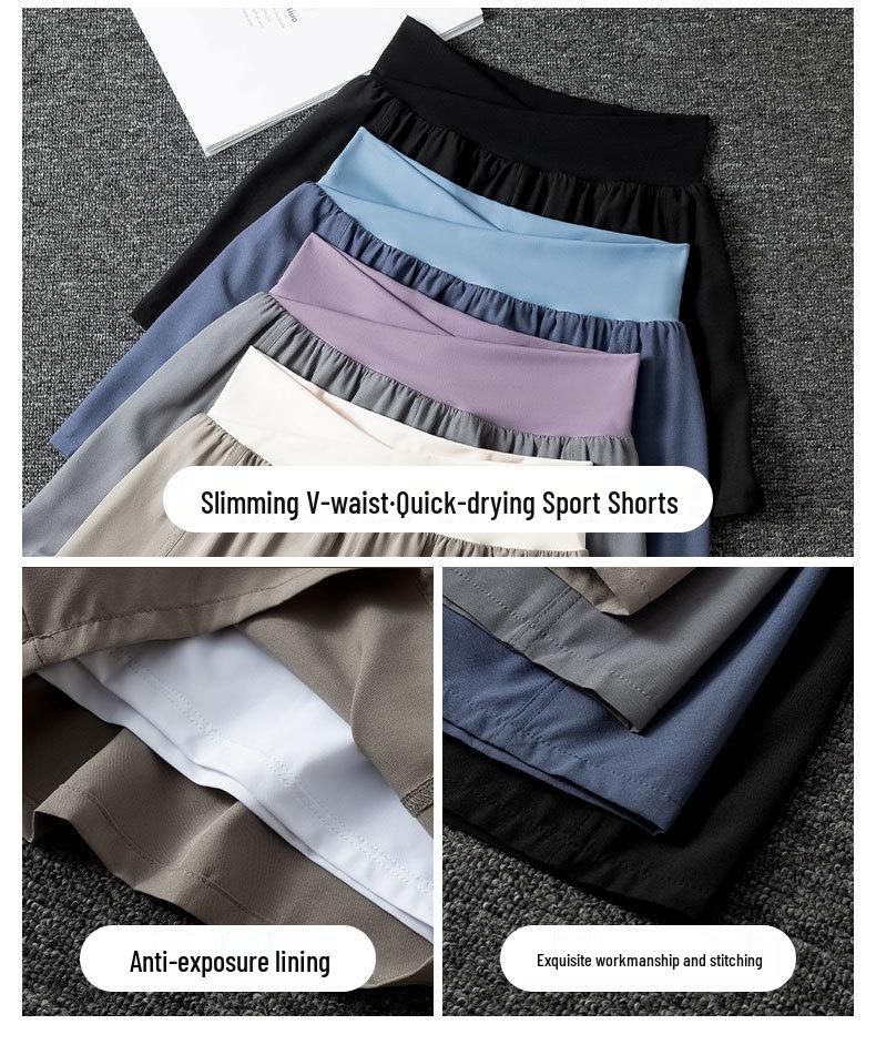 2025 Women's Summer Ice Silk Quick-Dry Running Suit - Fashionable Gym & Yoga Shorts