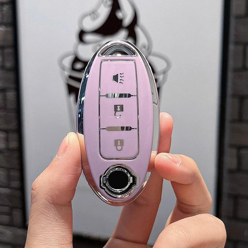 Silver Edge 3 Buttons Car Key Case for Nissan Juke X-trial Qashqai Micra Leaf Note Murano Lafesta Smart Remote Control Cover