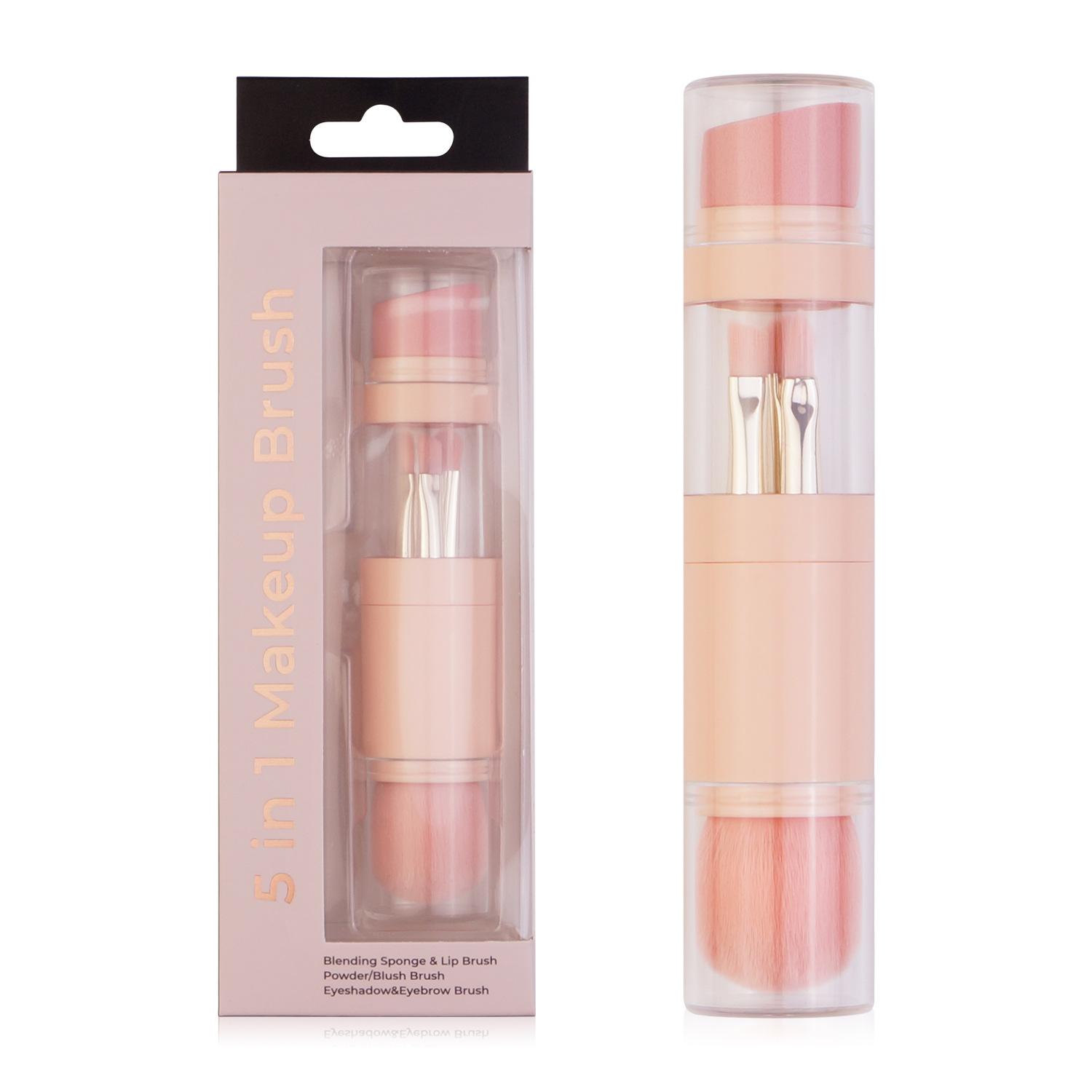 

5 In 1 Portable Retractable Makeup Brushes Set For Foundation Eyebrow Lip Eyeshadow Loose Powder Cosmetic Tools