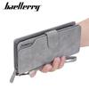 Baellerry Men's Fashion Long Wallet Matte Cell Phone Bag Clutch Bag with Wrist Strap Multi-card Slot Card Holder Zipper Coin Purse Vintage Billfold