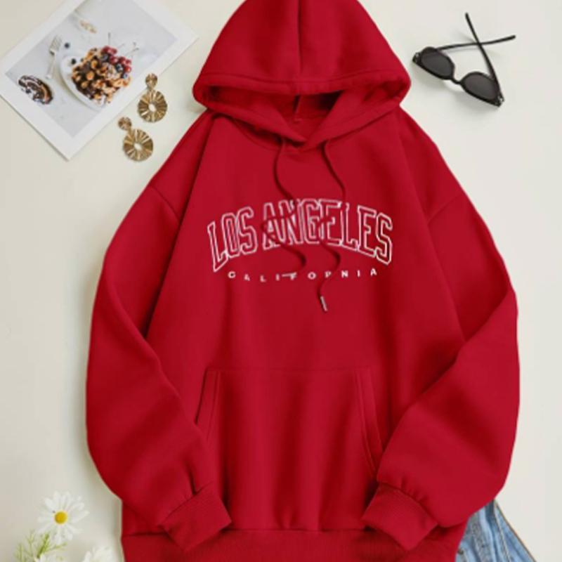 Uthulte bokstaver for kvinner Løs hettegenser Topper Bluse Genser Uformell Langermet Pullover Topper