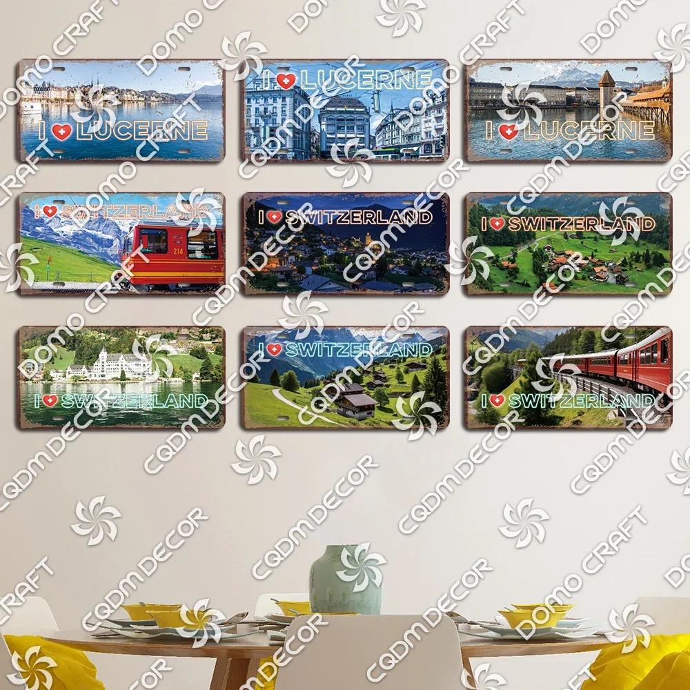 I Love Switzerland Poster License Plates Retro Alps Geneva Zurich Scenery Metal Tin Sign Cafe Living Room Home Wall Decor