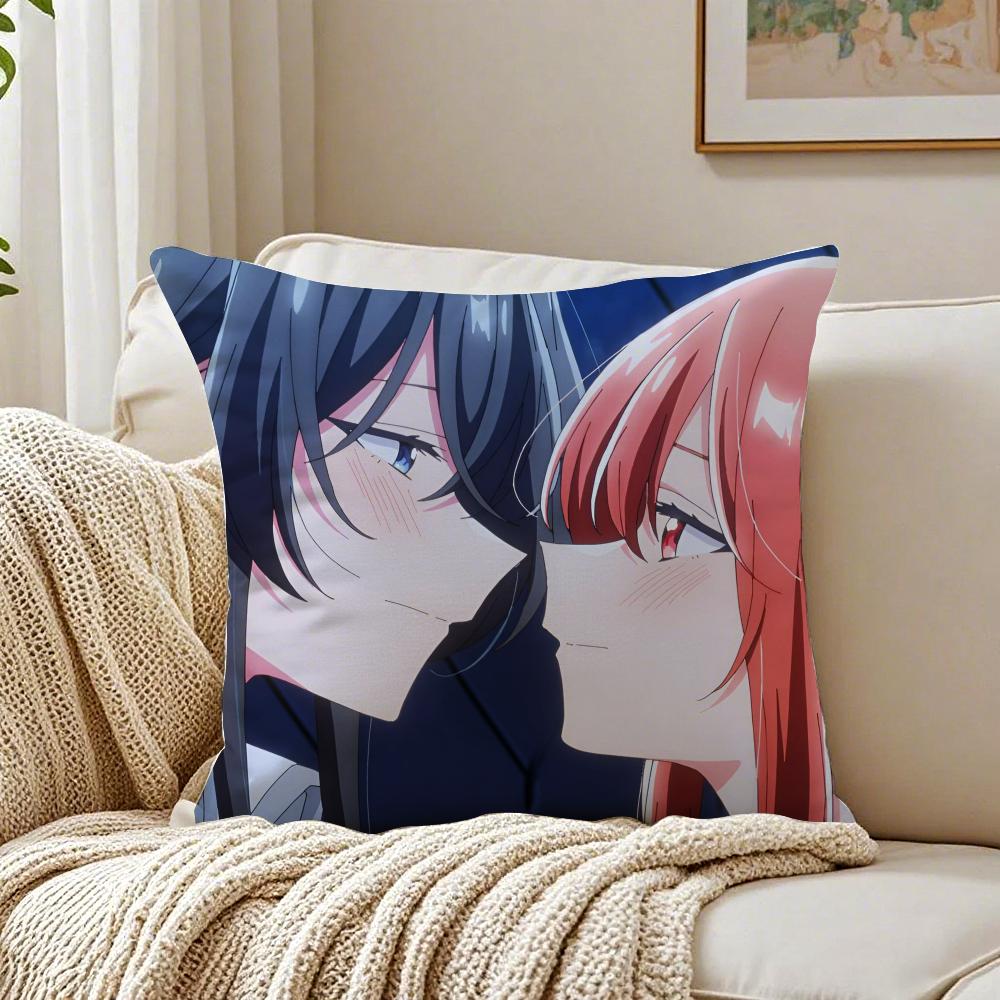 

Cute Yuri Anime HHikikomari Kyuuketsuki no Monmon Cushion Cover Pillowcase Antidustmite living Room Sofa Decor Cushion Room 30X30cm