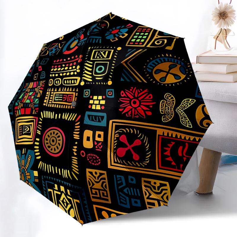 1pc Abstract Patterns Open/Close Folding Umbrella, All- Portable Umbrella for & Men, Stylish Accessory (Holiday Gift) 8-Rib Yy251213152