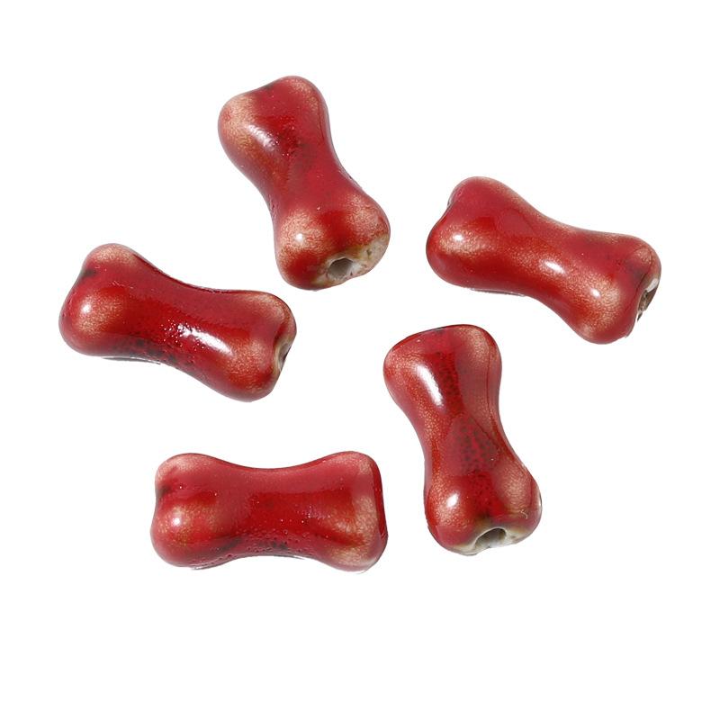 10pcs Design Sense Bone Retro Fun Shaped Ceramic Beads Jewelry Making Materials Charm Bracelet and Necklace Trend Accessories