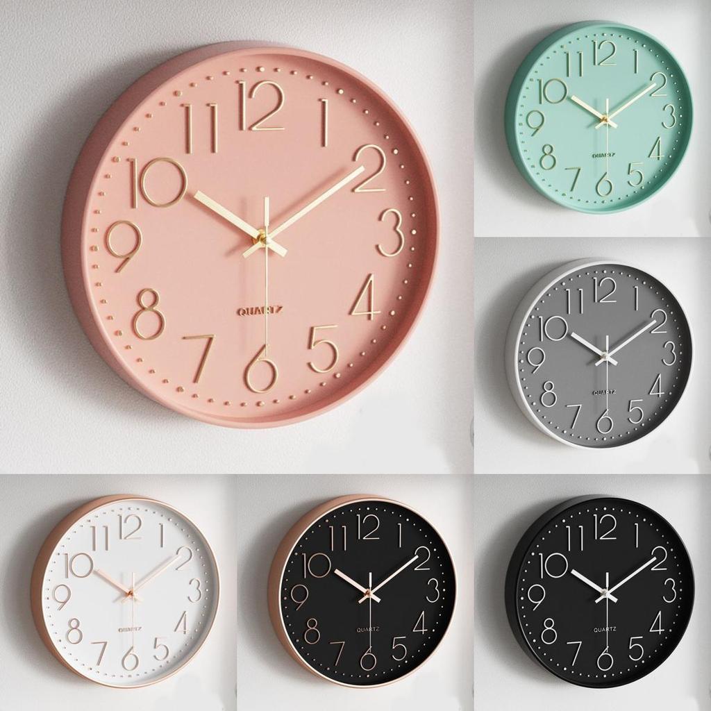 Modern Round Quartz Wall Clock With Silent Motion For Living Room Decor