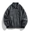 Men's Suede Jacket Oversized Retro Streetwear Zip Up Faux Leather Coat With Turn Down Collar