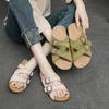 Fashion 3cm Weave Cow Suede Genuine Leather Shoes Flats Platform Wedge Summer Women Slip On Peep Toe Luxury Mary Jane Sandals