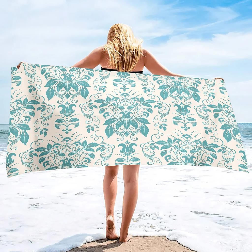 Vintage Floral Beach Towel Microfiber Quick Dry Botanical Flower Bath Towel Oversized Sand Free Travel Swim Decor Gift for Women