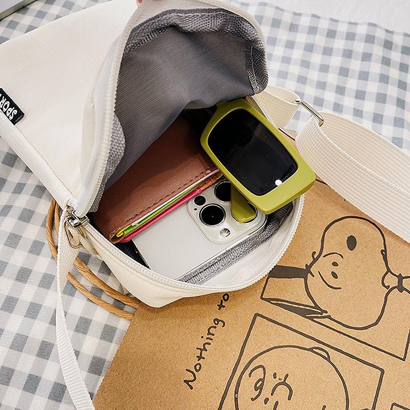 Simple Trendy Macaron Solid Color Shoulder Crossbody Canvas Bag Versatile  Zero Wallet Samll Square Phone Bags For Girls