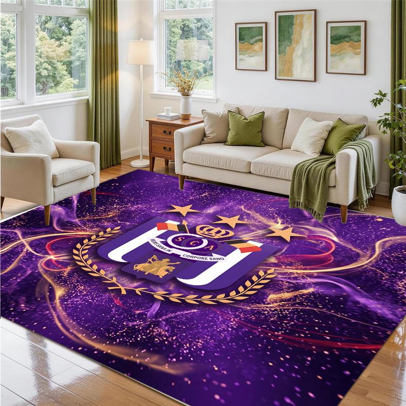 Anderlecht FC Design Crystal Velvet Rug Soft Decorative Mat for Bedroom Entrance
