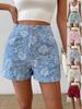 Elegante Sommer-Jacquard-Shorts für Damen mit hohem Bund