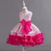 Girls Bow Flower Wedding Party Birthday Party Tutu Dress Stage Performance Costume