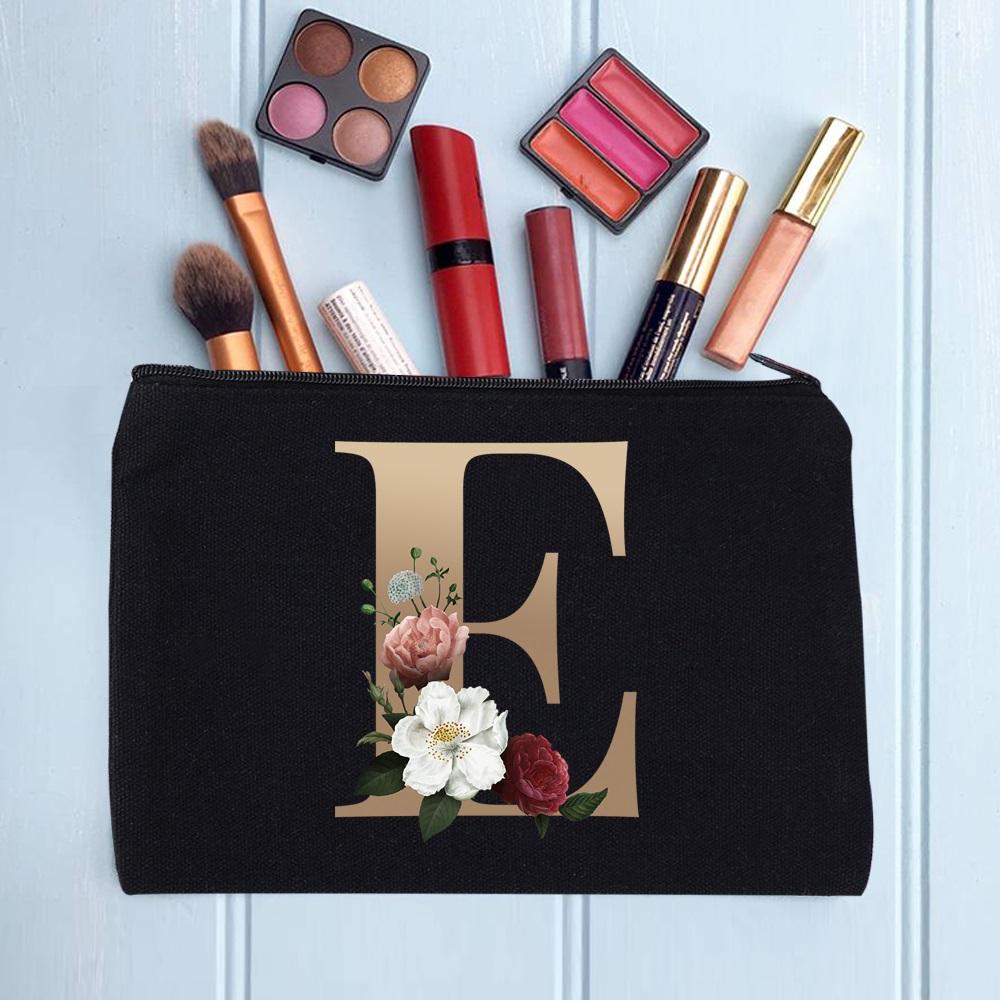 Damen Kosmetiktasche Make-up Tasche Weiblich Initialen Namensbuchstaben Muster Lippenstift Taschen Handtaschen Reißverschluss Federmäppchen für das Büro