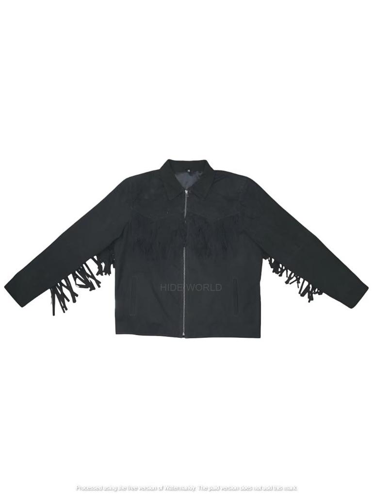 Fringed Motorcycle Leather Designer Suede Lambskin Black Handmade Jacket Men