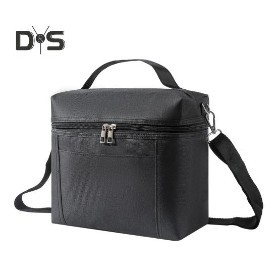 Изолированная сумка для ланча для взрослых легкая нейлоновая водонепроницаемая коробка для ланча со съемным регулируемым ремешком многоразовая термосумка для пикников на работе S чёрный 890₽