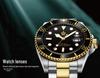 Men's Green Submariner Quartz Sport Watch, Steel Band, Date Feature, Luminous, Waterproof, Student, Rotating Bezel.