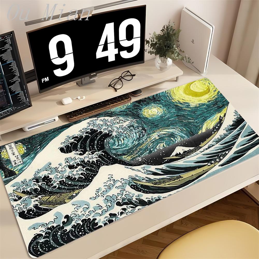 Tappetino per Mouse Giapponese La Grande Onda di Kanagawa Grande Computer Ufficio Gioco Tappetini per Tavolo XL Gomma HD Tappetini per Mouse da Gioco Tappetino Lungo per Scrivania