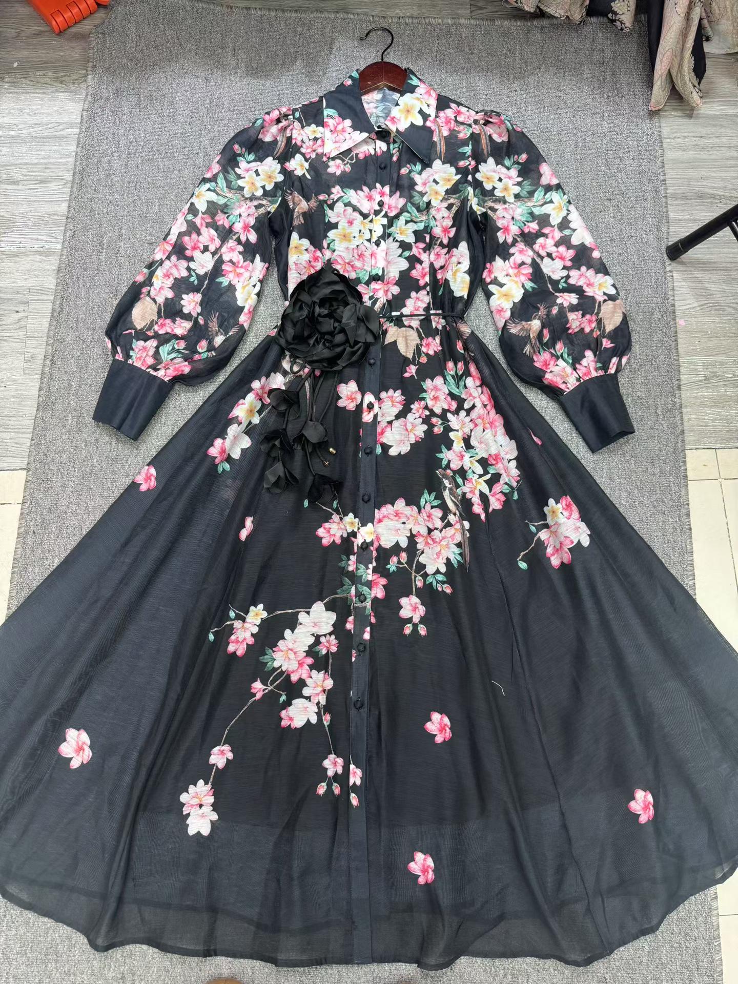 

Plus Size Floral Print Dress with Lace-Up Design Medium
