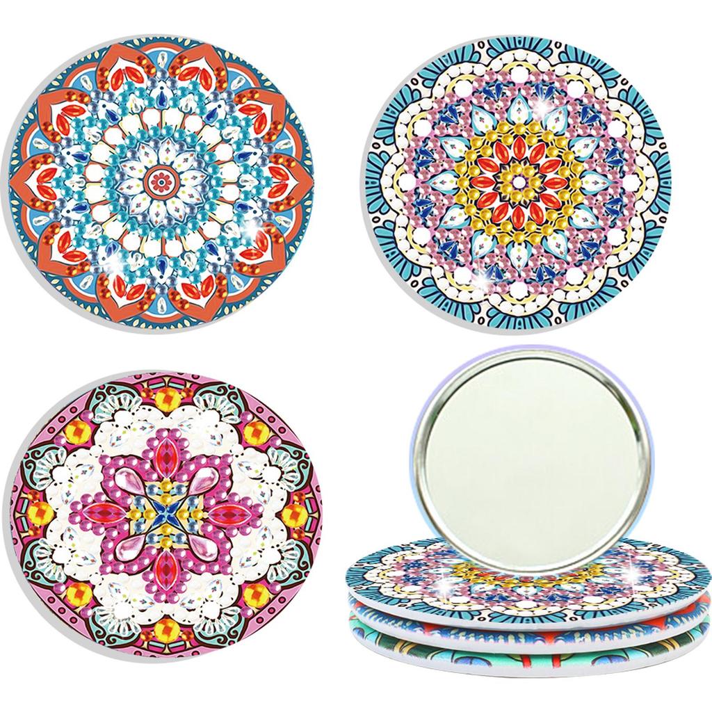 Datura Pocket Mirror 3pcs Diamond Painting Mirror Portable DIY Rhinestone Embroidery Mosaic Makeup Mirror Art Craft Set for Girl